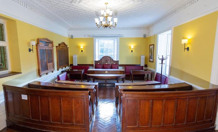 The original council chamber has been refurbished to its original glory.